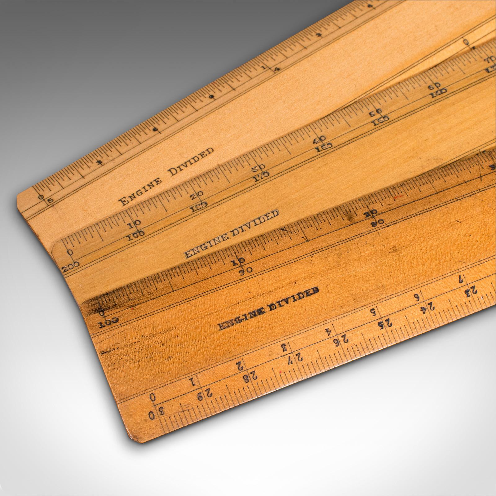 Set of Vintage Draughtsman's Rules, English, Engineer's Instruments, circa 1930 For Sale 2