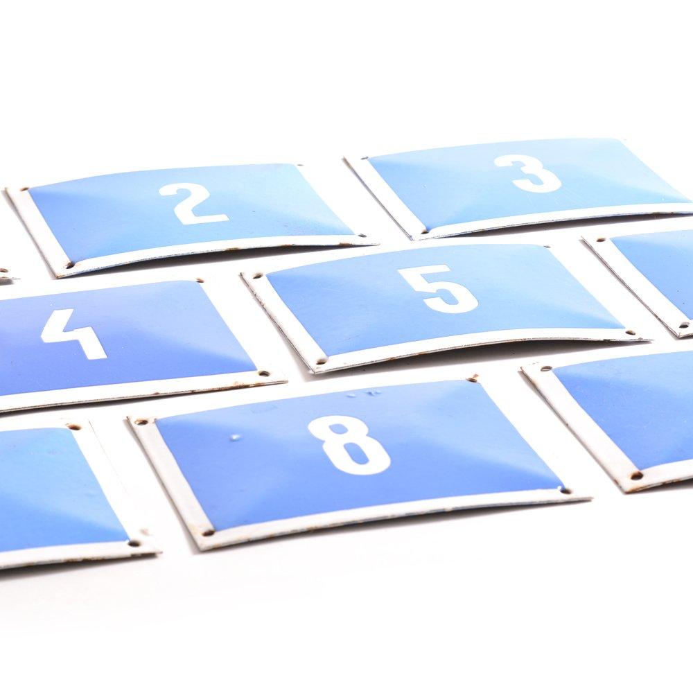 Ensemble de plaques de numéros en émail bleu, Tchécoslovaquie, années 1950 Bon état - En vente à Zohor, SK