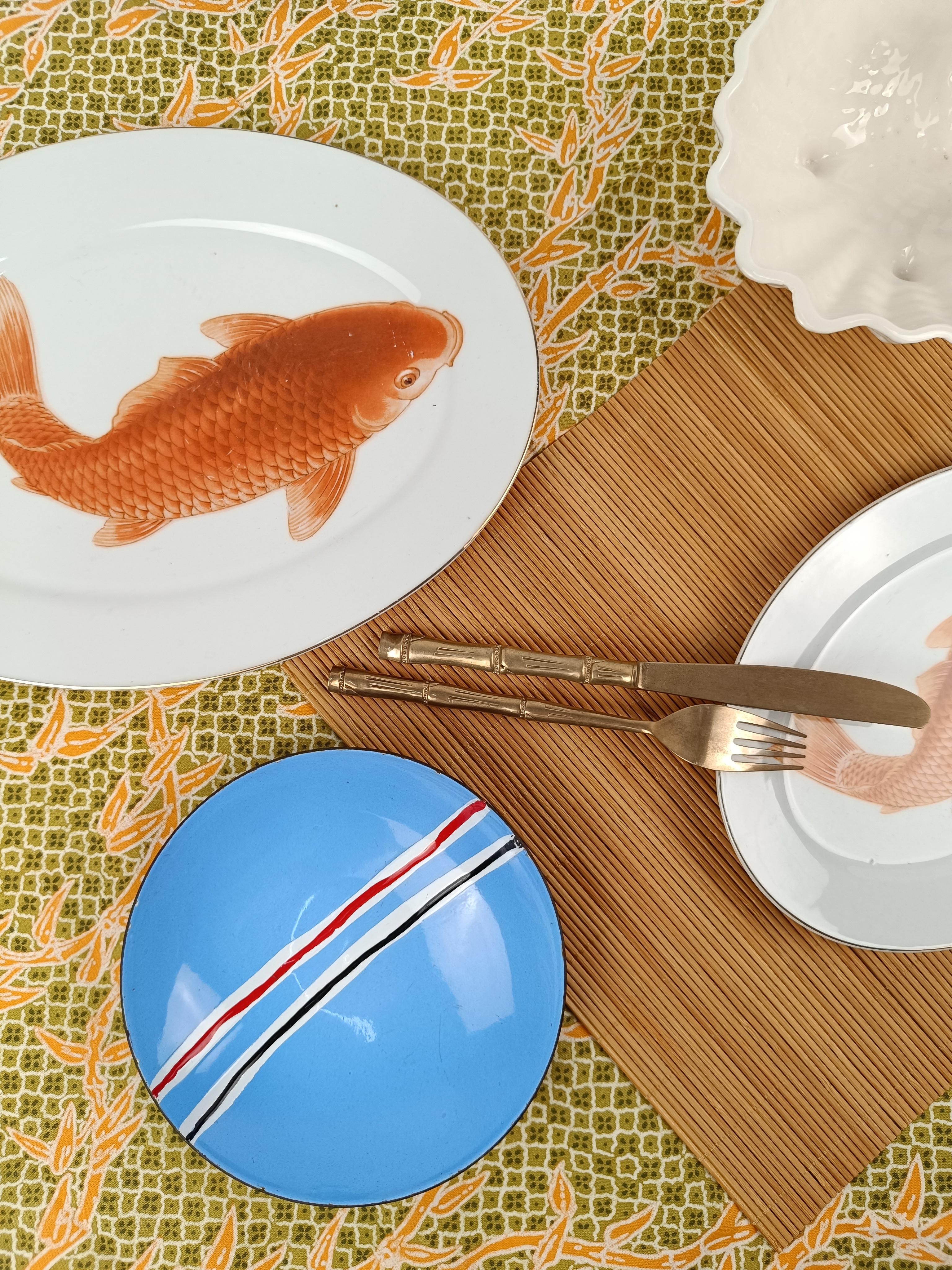 Set von Vintage-Fischservice-Tellern aus bayerischem Porzellan mit japanischem Dekor im Angebot 1
