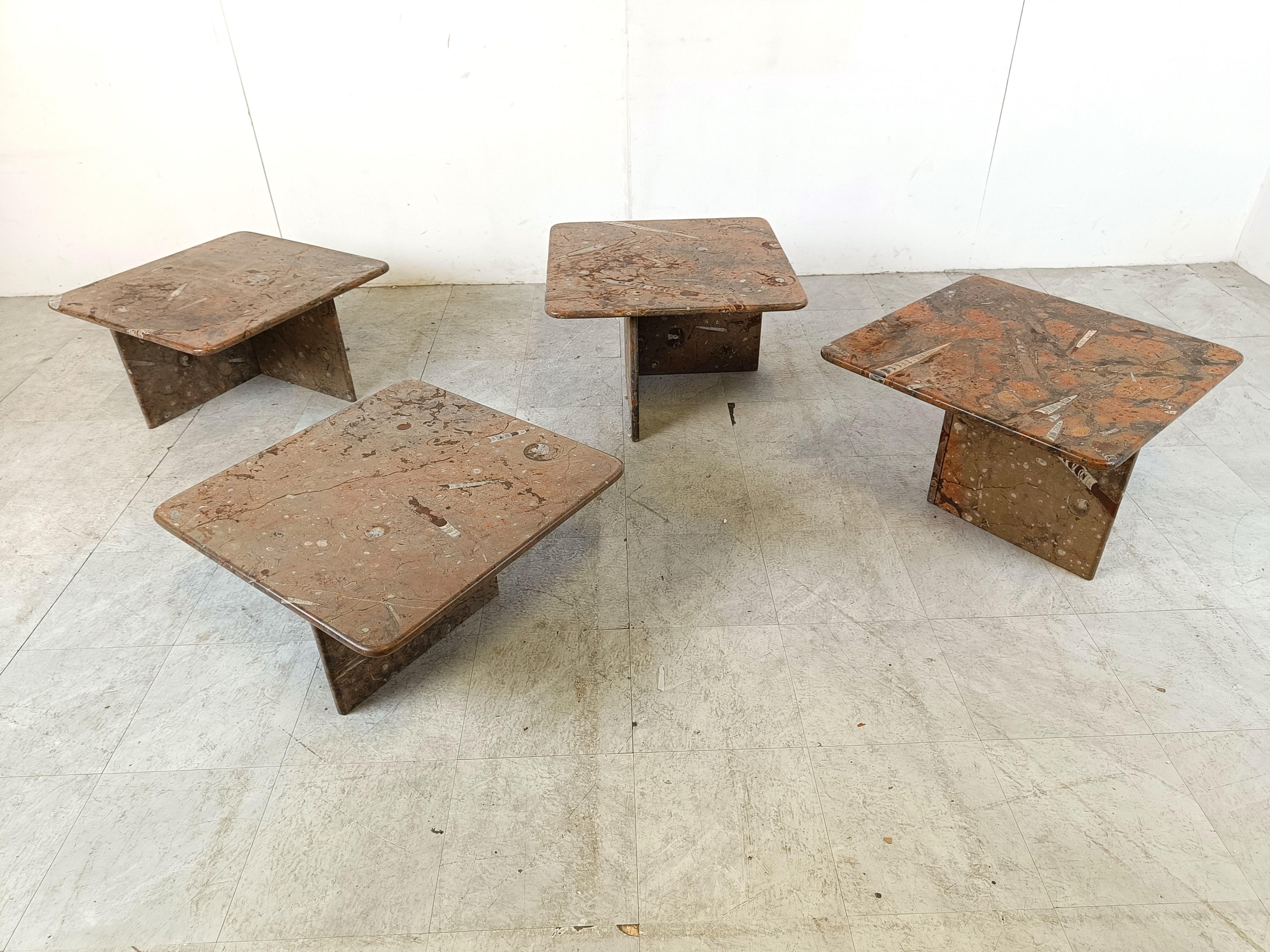 Set of vintage fossil stone table, 1990s 4