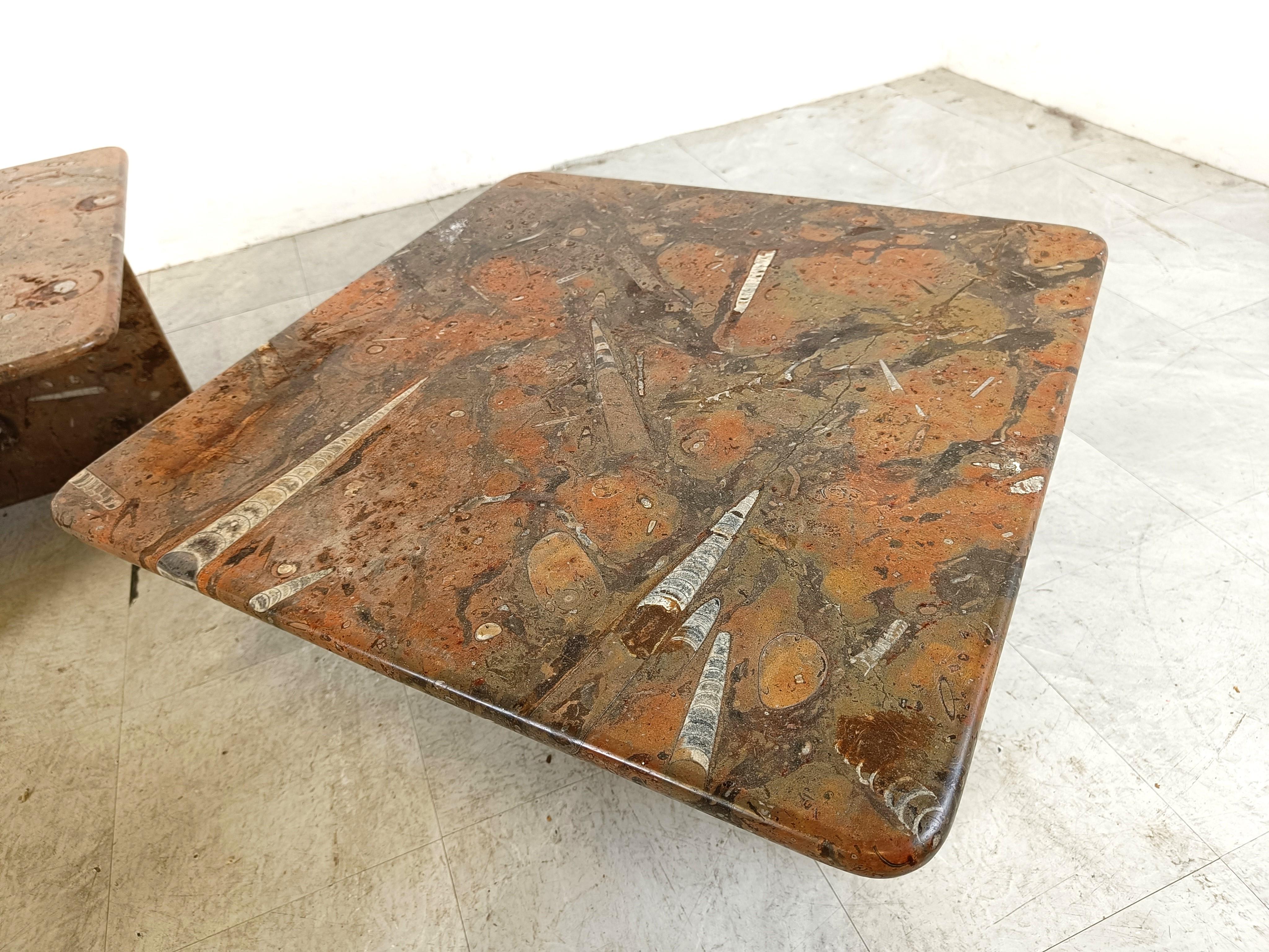 Set of vintage fossil stone table, 1990s 5