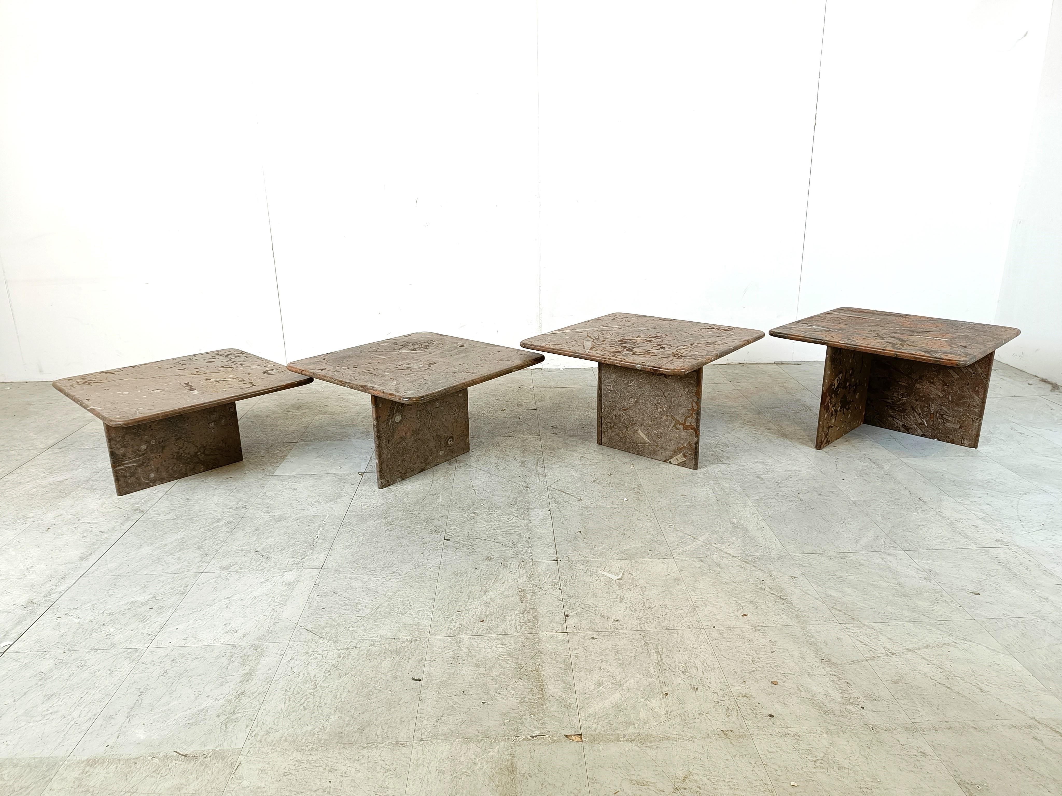 Italian Set of vintage fossil stone table, 1990s
