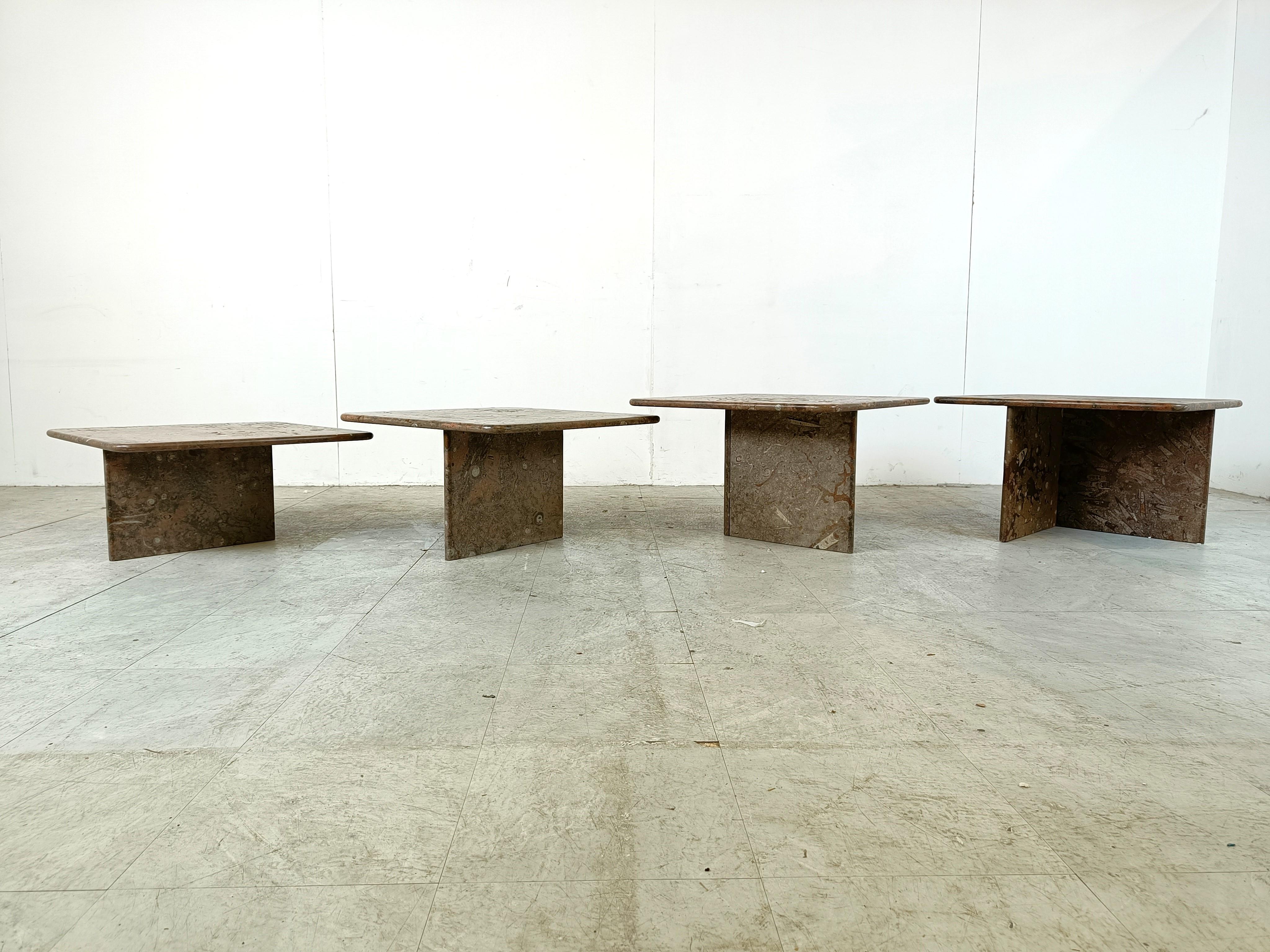 Set of vintage fossil stone table, 1990s In Good Condition In HEVERLEE, BE