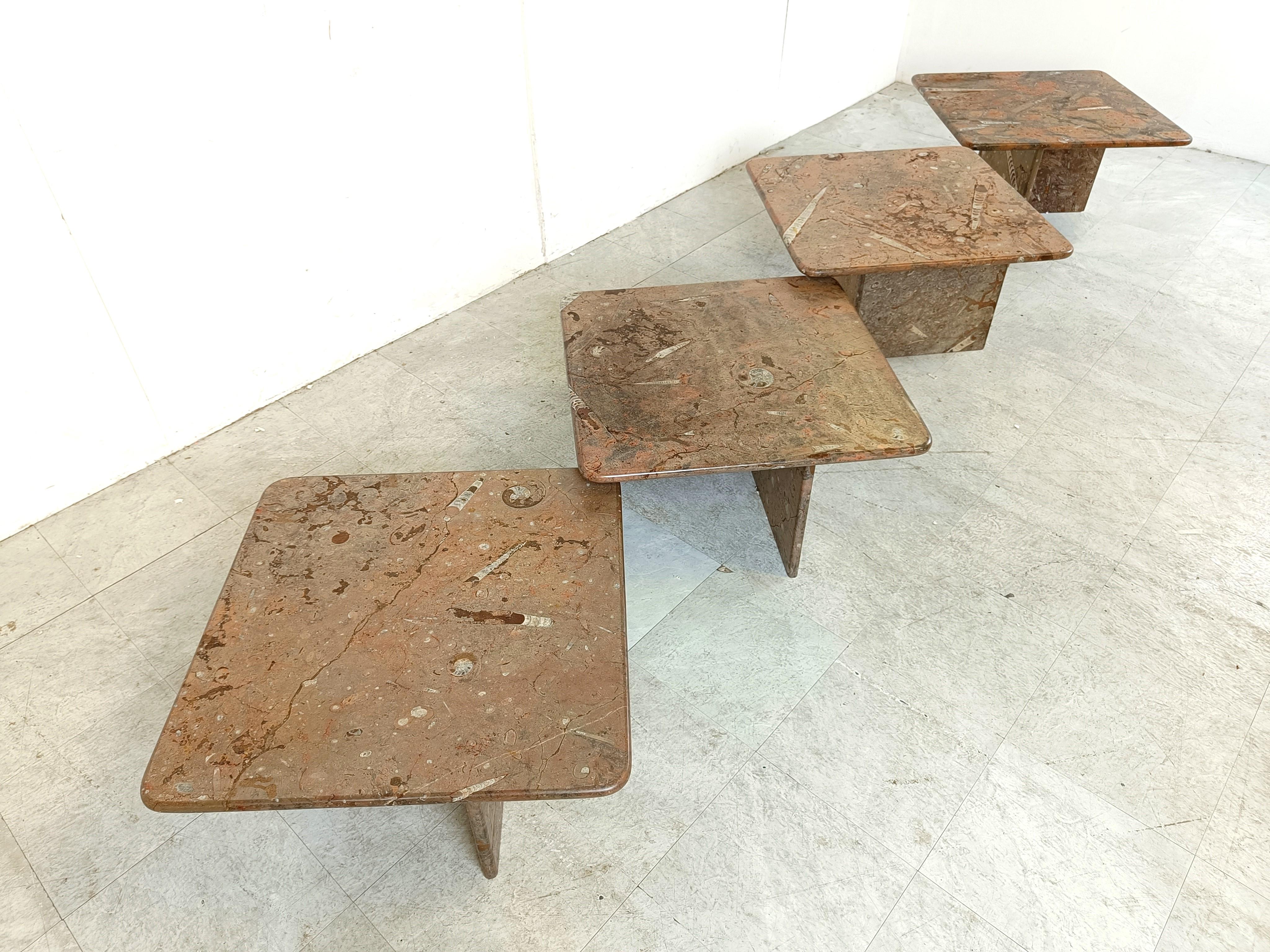 Late 20th Century Set of vintage fossil stone table, 1990s