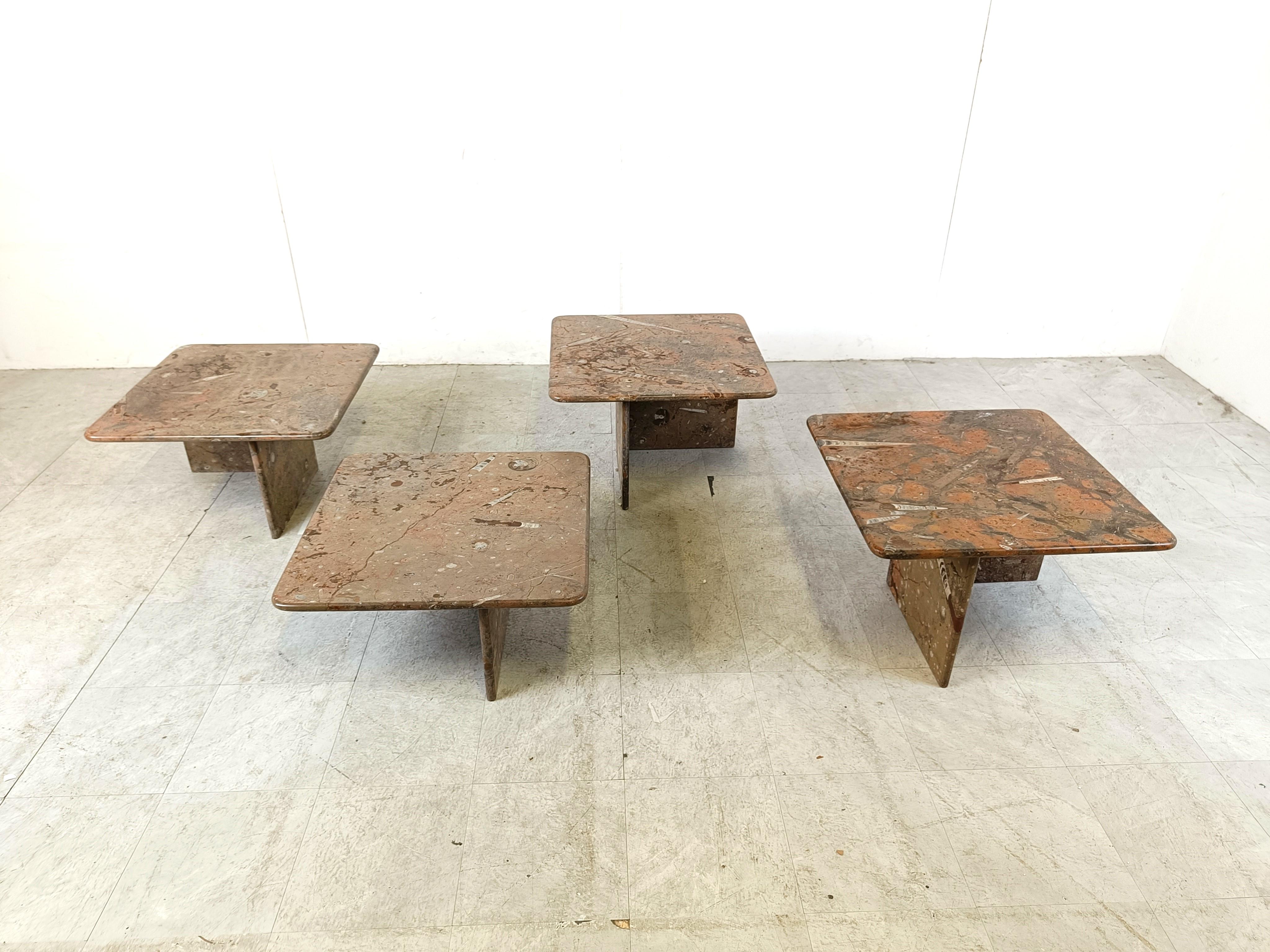 Set of vintage fossil stone table, 1990s 1