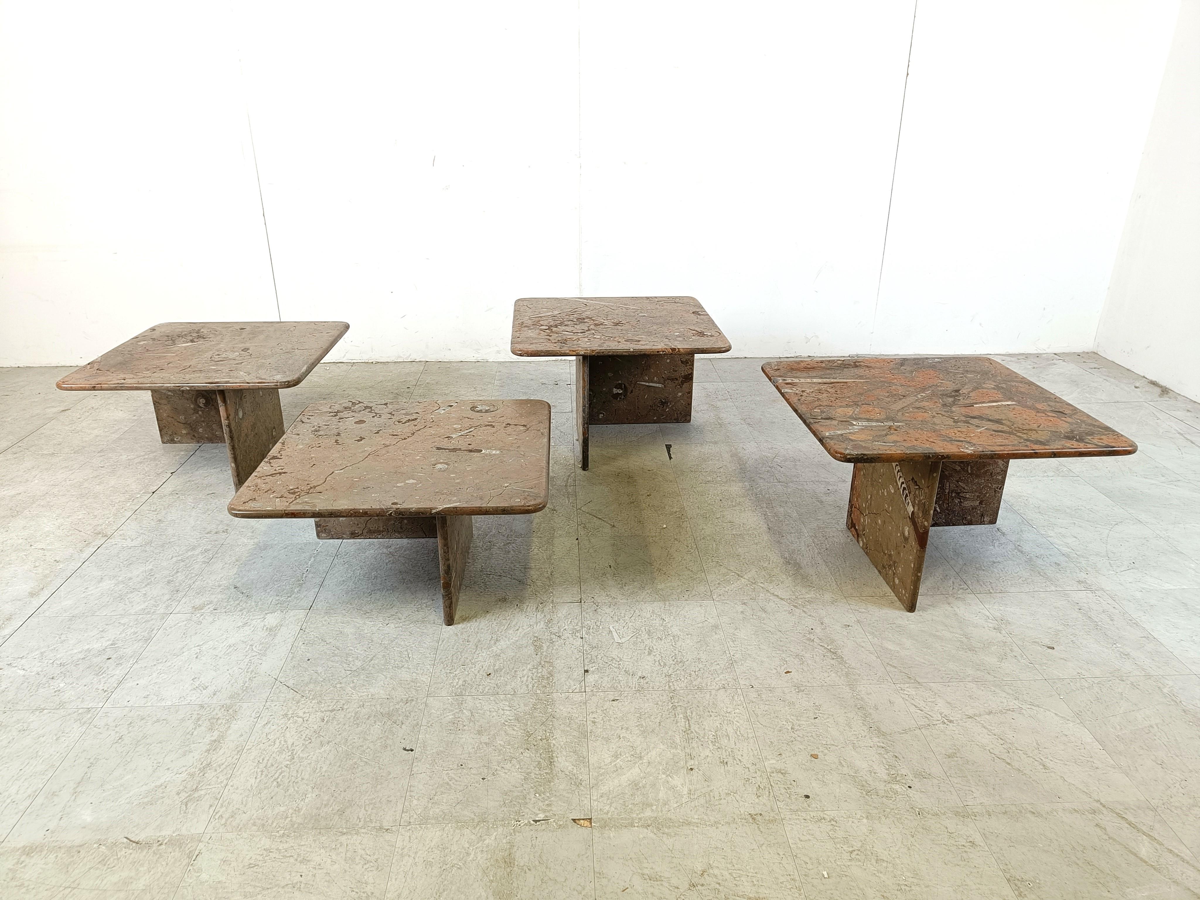 Set of vintage fossil stone table, 1990s 2