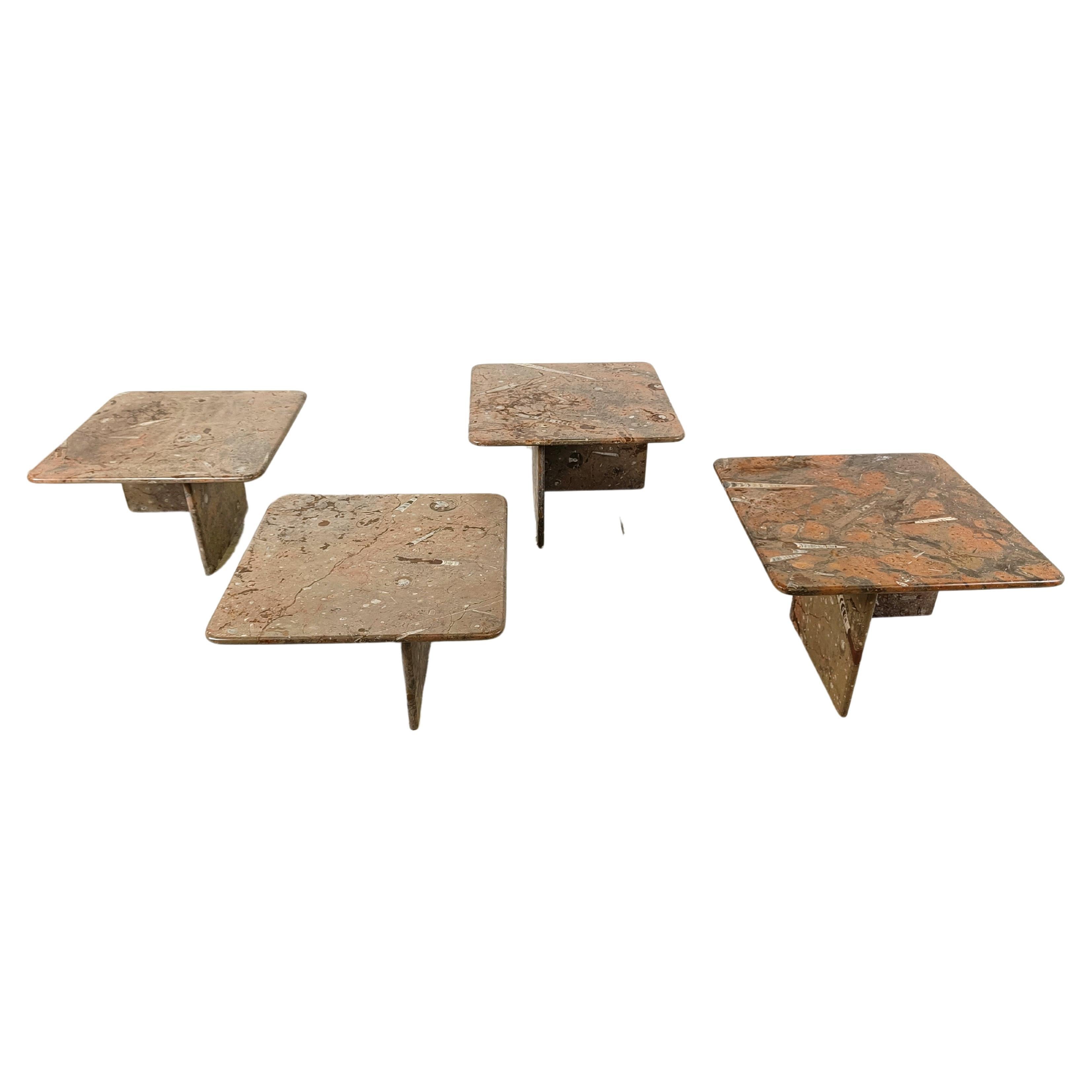 Set of vintage fossil stone table, 1990s