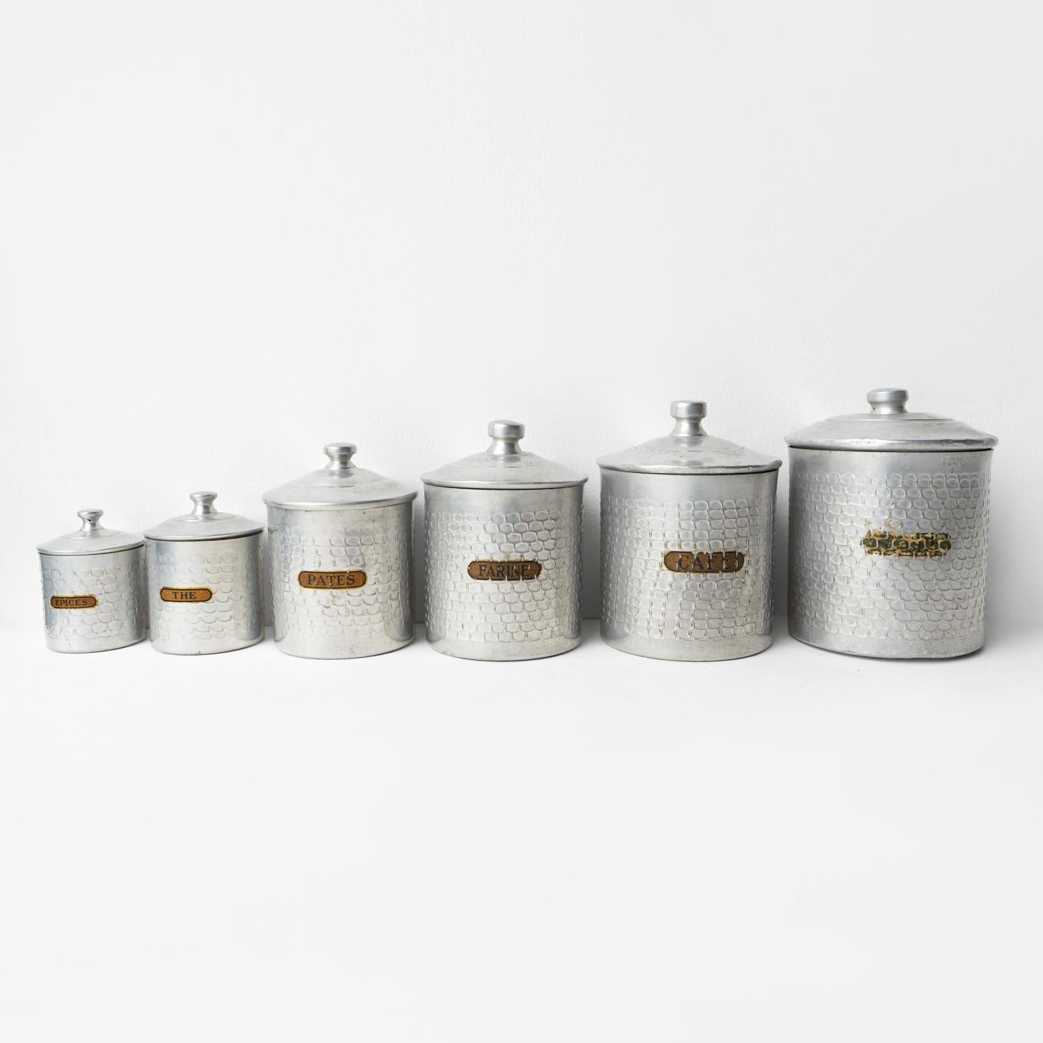 Juego de botes de aluminio graduados Art Decó franceses, años 30 en Bueno estado para la venta en Bristol, GB
