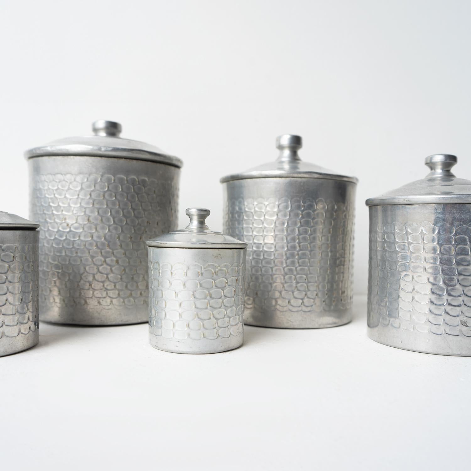 Juego de botes de aluminio graduados Art Decó franceses, años 30 en venta 1