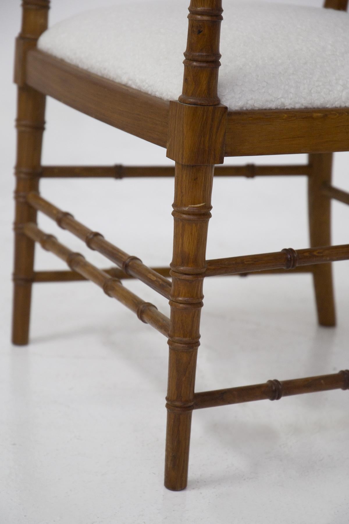 Set of vintage French chairs in wood and bouclé For Sale 4
