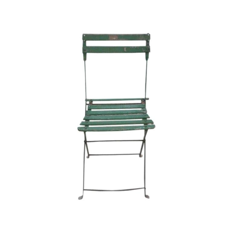 Set of Vintage Green Bistro Chairs For Sale