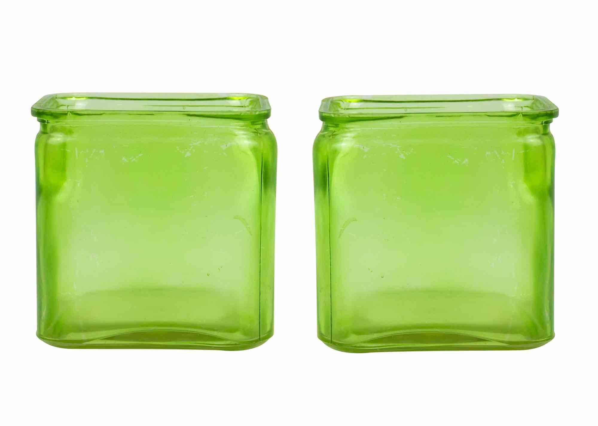 Late 20th Century Set of Vintage Green Glasses, Italy, 1970s