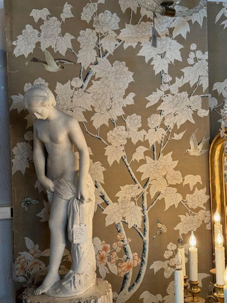 Satz handgemalter Chinoiserie-Paneele im Vintage-Stil (Handbemalt) im Angebot