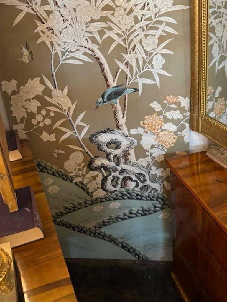 Satz handgemalter Chinoiserie-Paneele im Vintage-Stil im Zustand „Gut“ im Angebot in Dallas, TX
