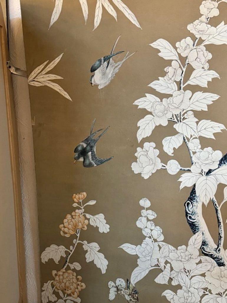 Satz handgemalter Chinoiserie-Paneele im Vintage-Stil (Holz) im Angebot