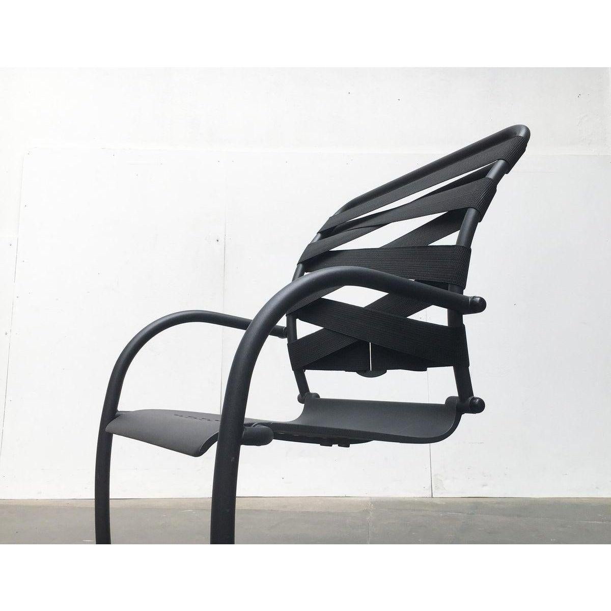 20th Century Set of Vintage Italian Postmodern Cantilevered Canasta Armchairs, 1980s For Sale