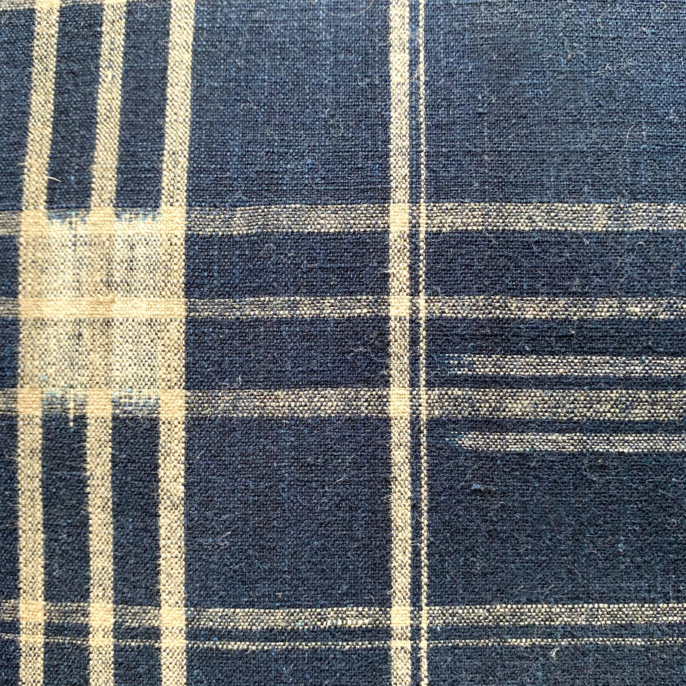 Set of Vintage Japanese Indigo Plaid Pillows 1