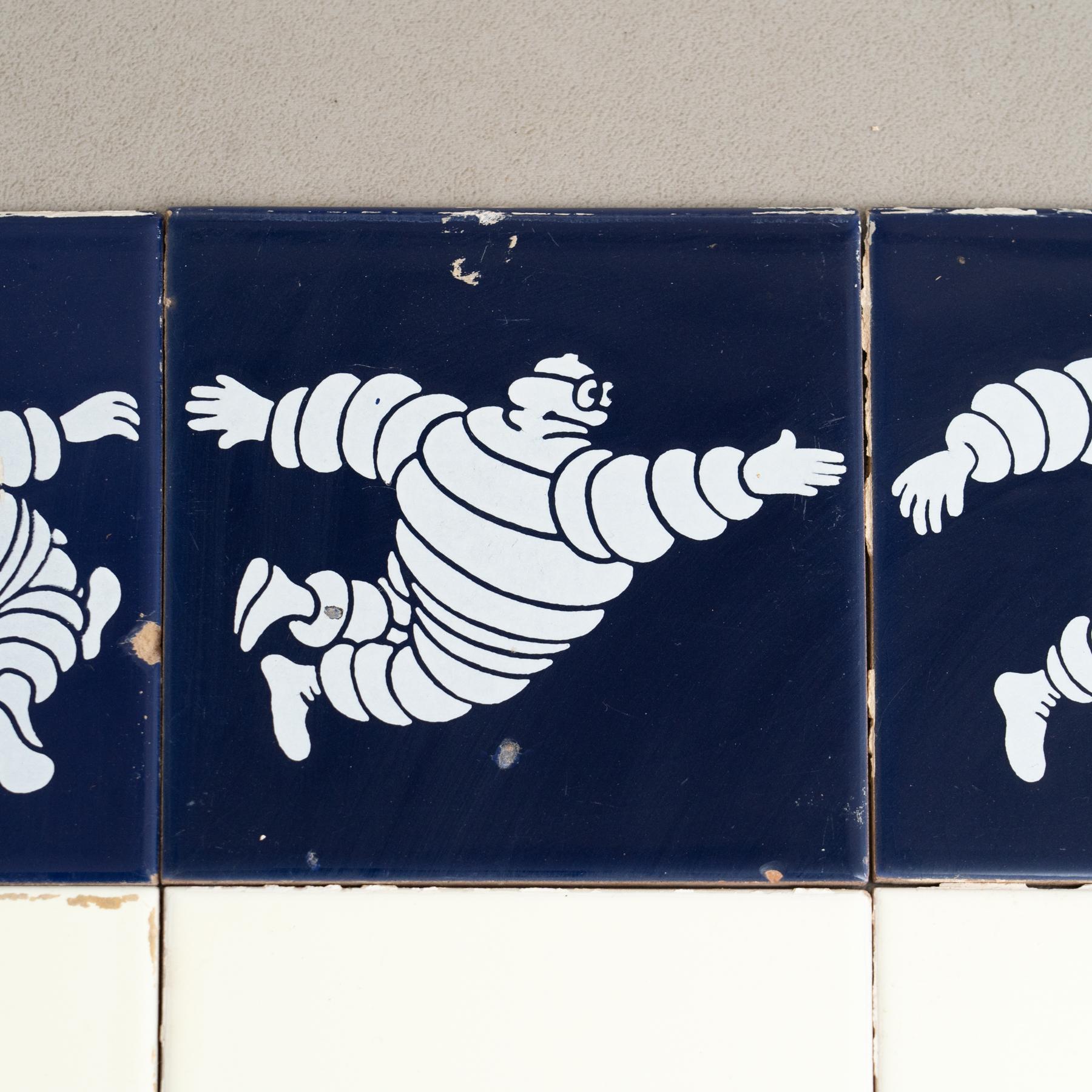 Mid-Century Modern Set of Vintage Michelin Man Tiles, circa 1960 For Sale