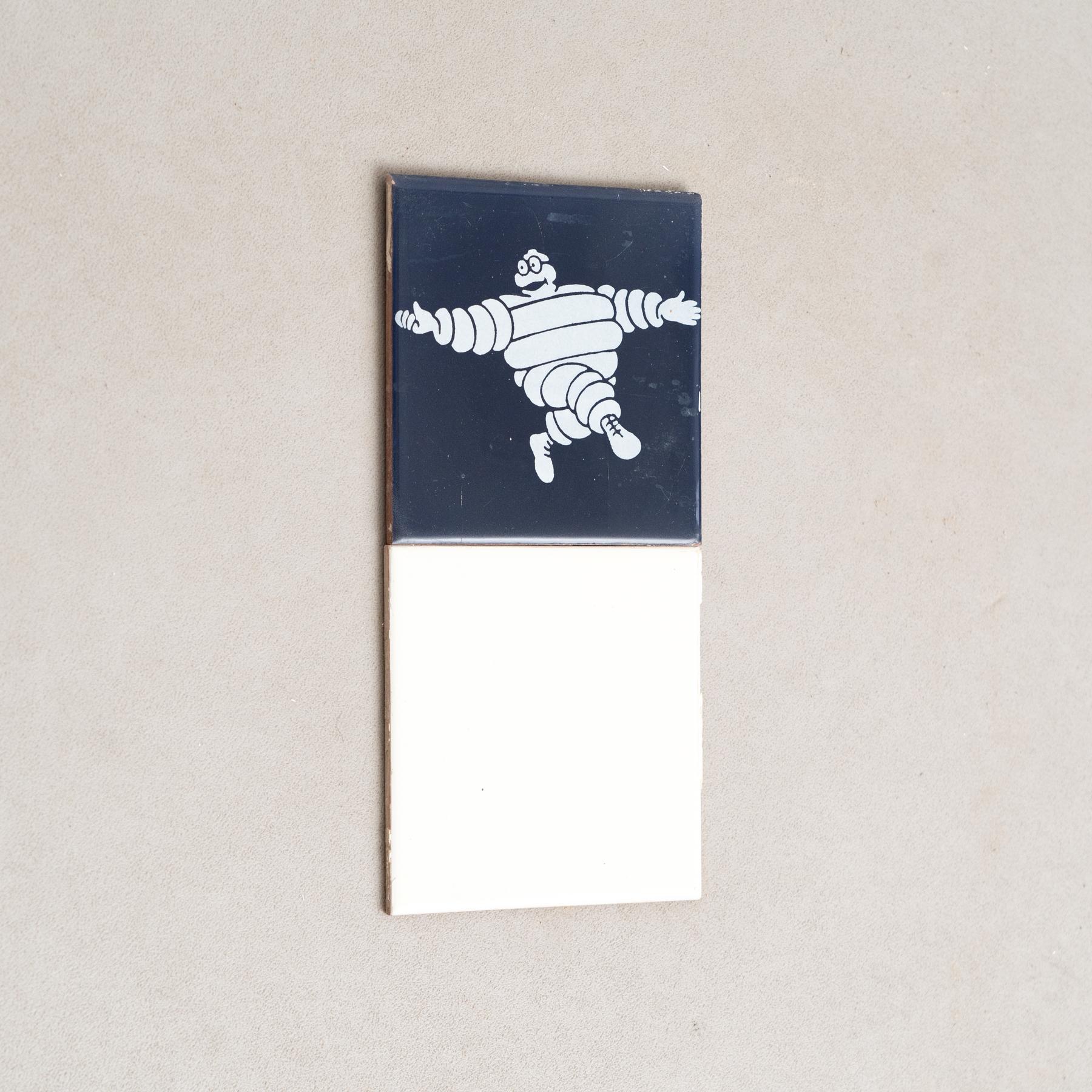 Mid-Century Modern Set of Vintage Michelin Man Tiles, circa 1960 For Sale