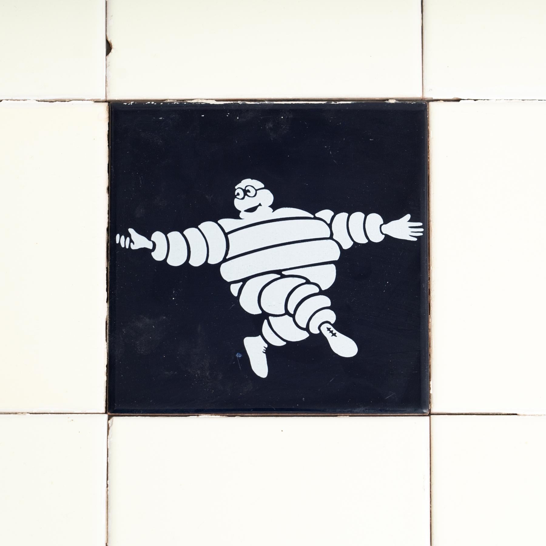 Set of Vintage Michelin Man Tiles, circa 1960 In Good Condition For Sale In Barcelona, ES