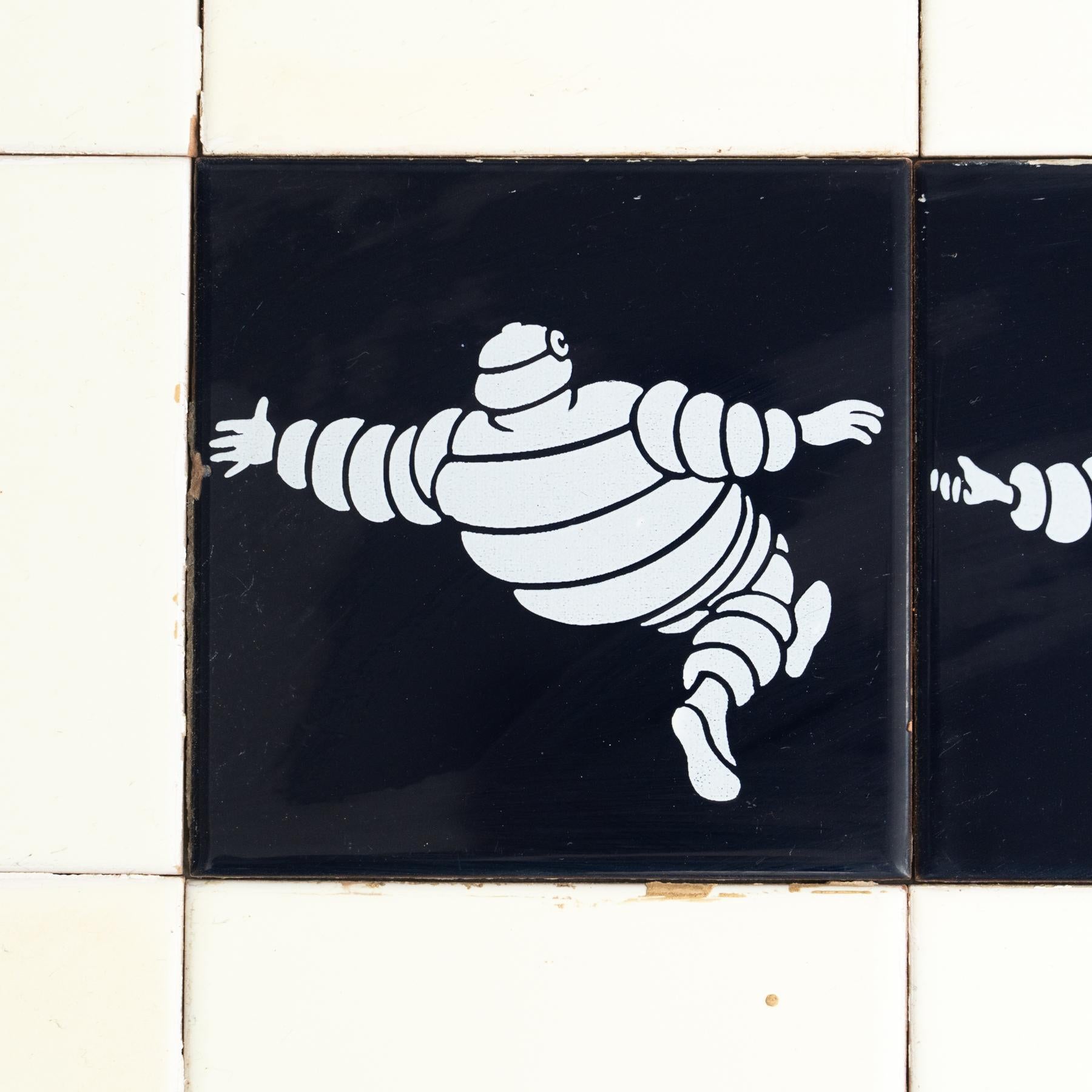 Set of Vintage Michelin Man Tiles, circa 1960 In Good Condition For Sale In Barcelona, ES