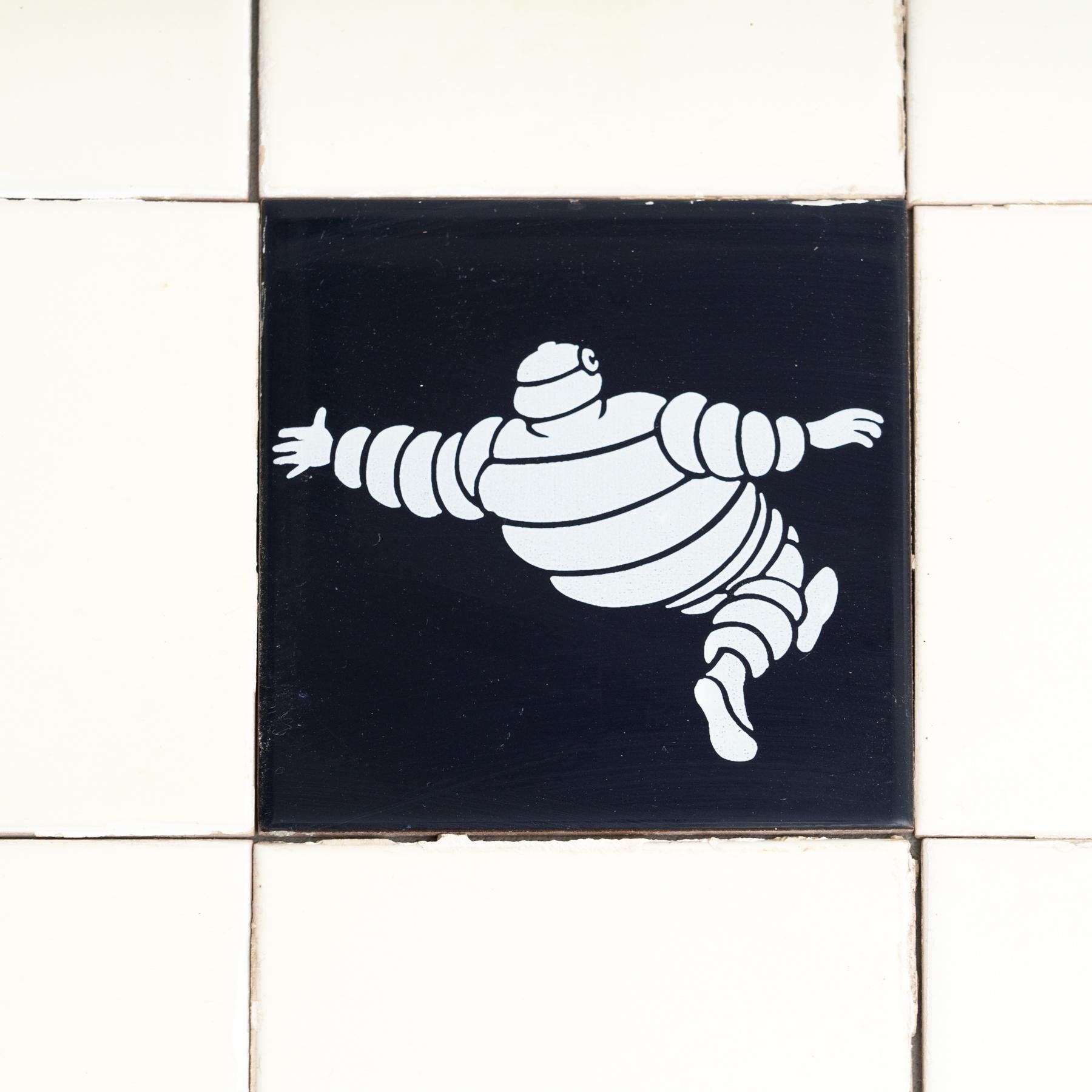 Mid-20th Century Set of Vintage Michelin Man Tiles, circa 1960 For Sale