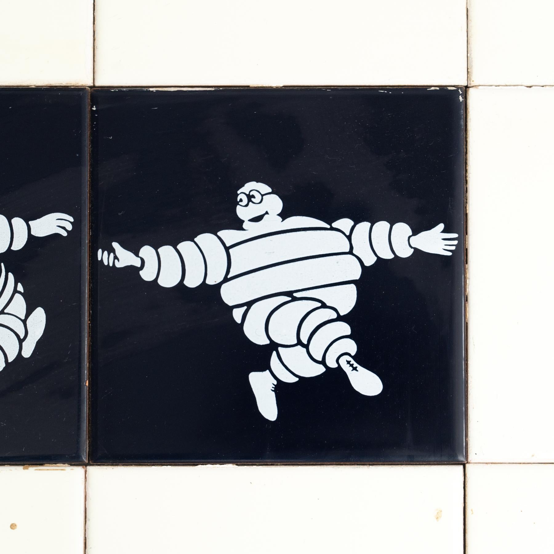 Mid-20th Century Set of Vintage Michelin Man Tiles, circa 1960 For Sale