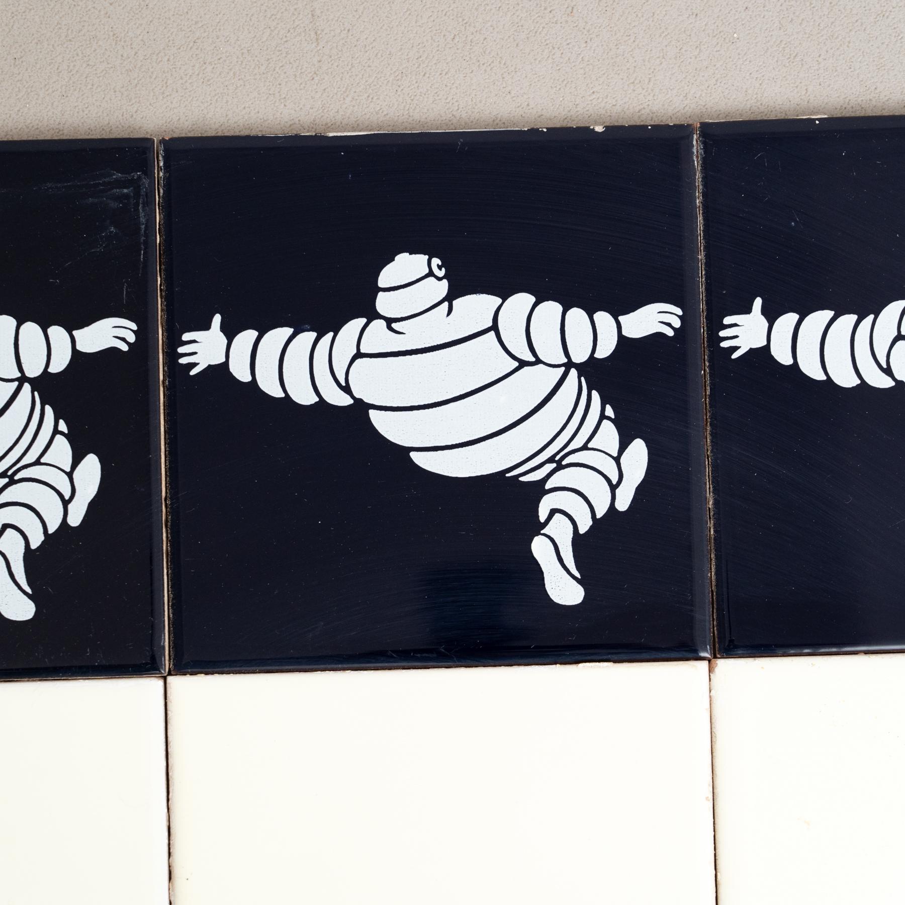 Mid-20th Century Set of Vintage Michelin Man Tiles, circa 1960 For Sale