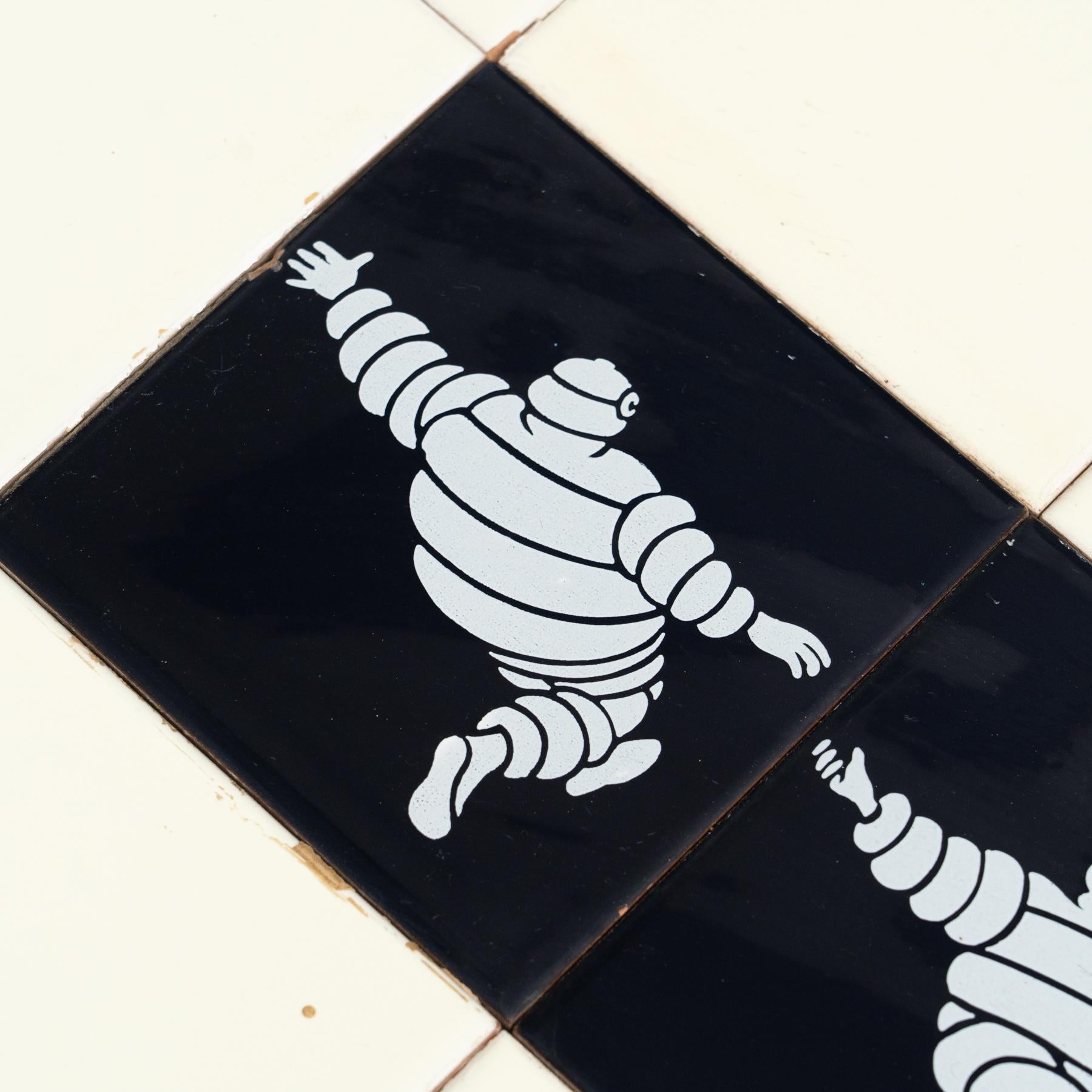 Ceramic Set of Vintage Michelin Man Tiles, circa 1960 For Sale