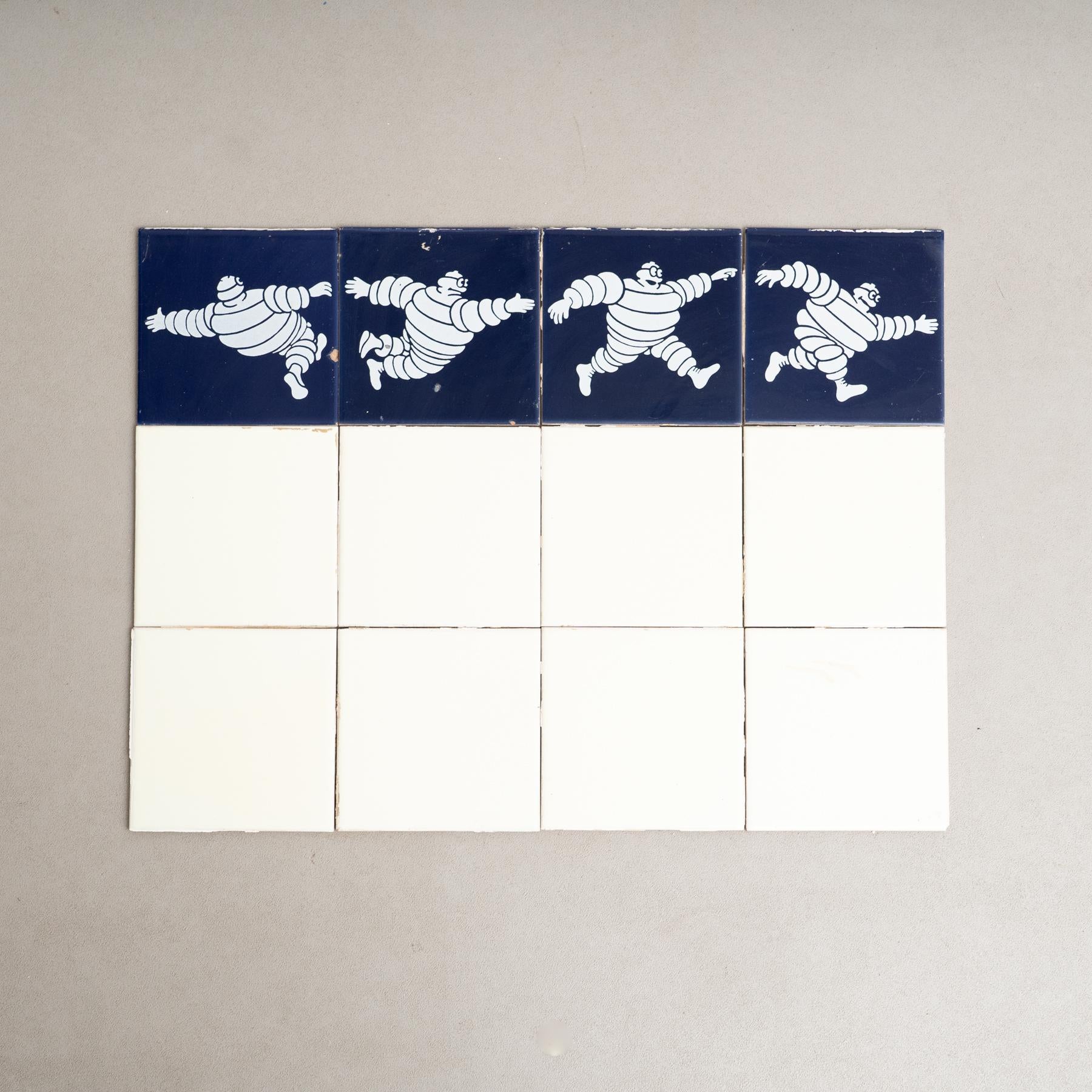 Set of Vintage Michelin Man Tiles, circa 1960 For Sale 1