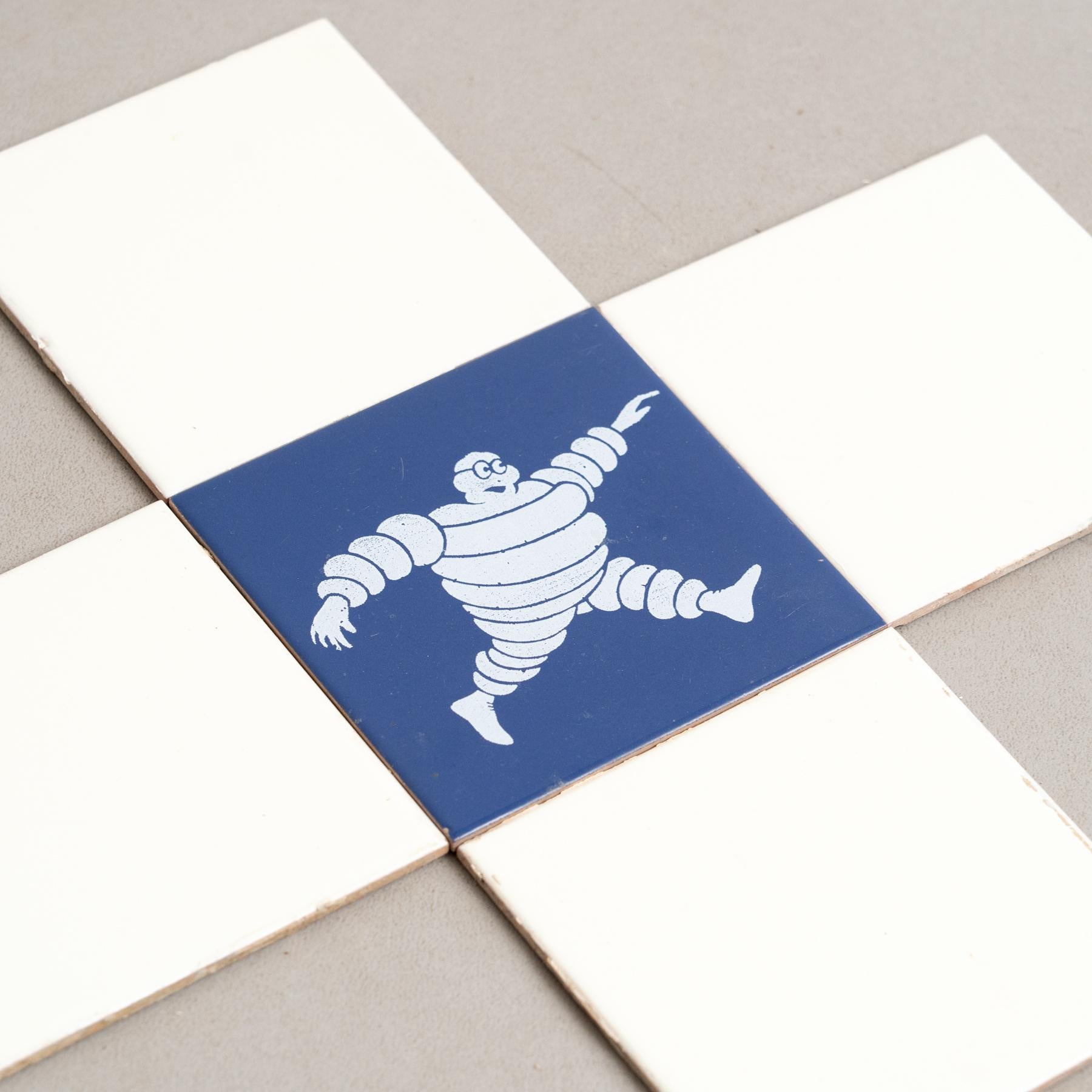 Set of Vintage Michelin Man Tiles, circa 1960 For Sale 2