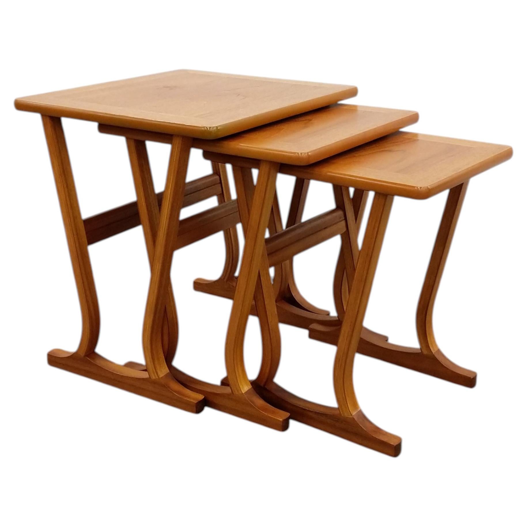 Set of Vintage Mid Century Modern Teak Nesting Tables by Parker Knoll For Sale