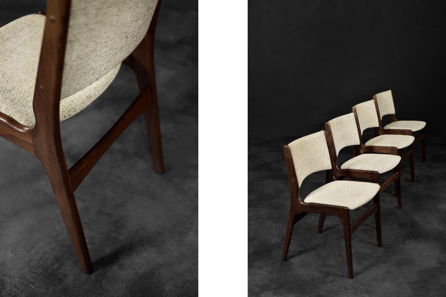 Lana Set di 4 sedie vintage di metà secolo in teak scandinavo moderno Model 89 di Erik Buch in vendita
