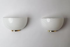 Set of Vintage Murano White Swirl Wall Lights, Italy 1980s