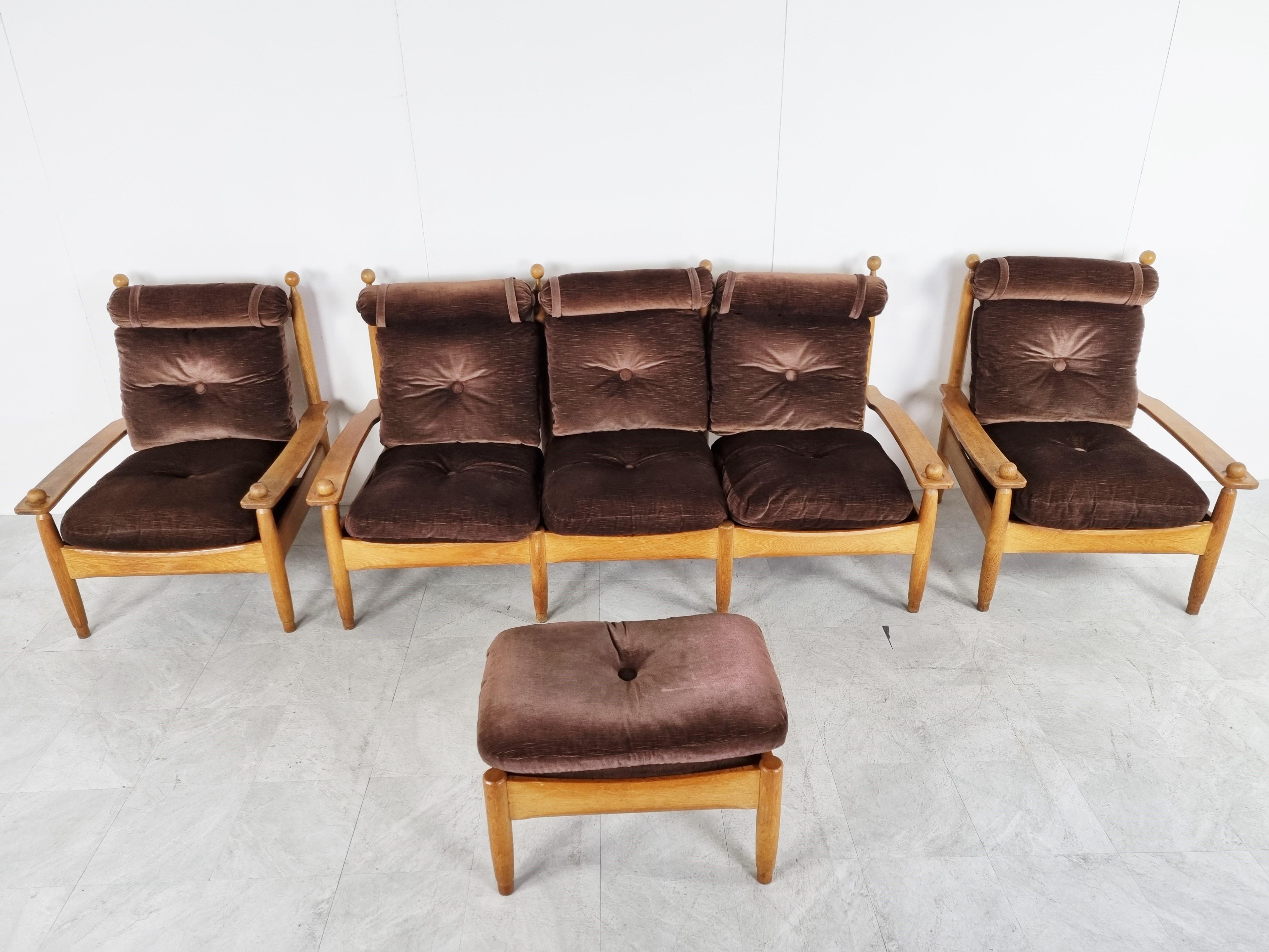 Mid-20th Century Set of Vintage Oak Sofa's, 1960s