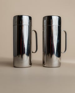 Set of Vintage Oil and Vinegar Stainless Steel with Two Lidded Jugs, 1980s