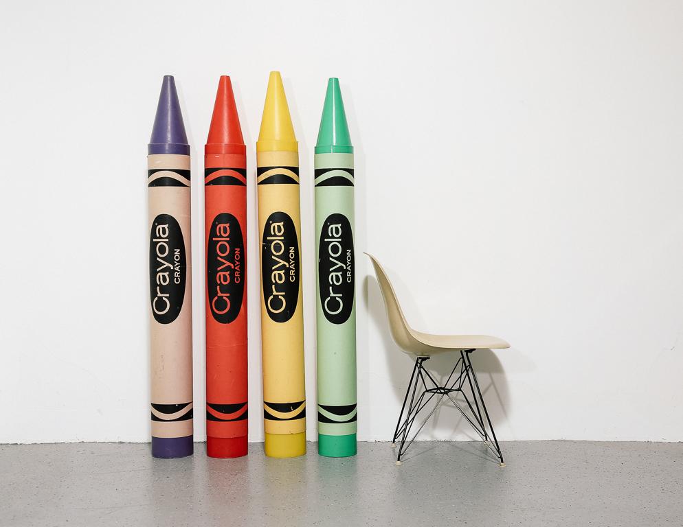 Giant plastic Crayola crayons. Manufactured by Pop Productions in 1978.