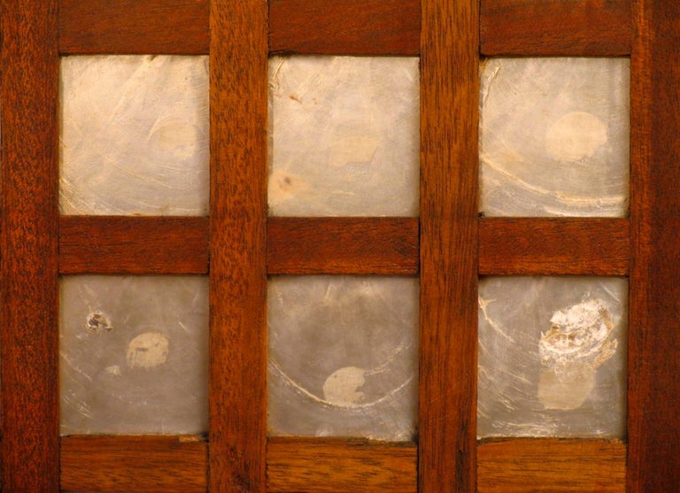 Set of Vintage Philippines Hardwood and Capiz Shell Window and Door Panels For Sale at 1stdibs
