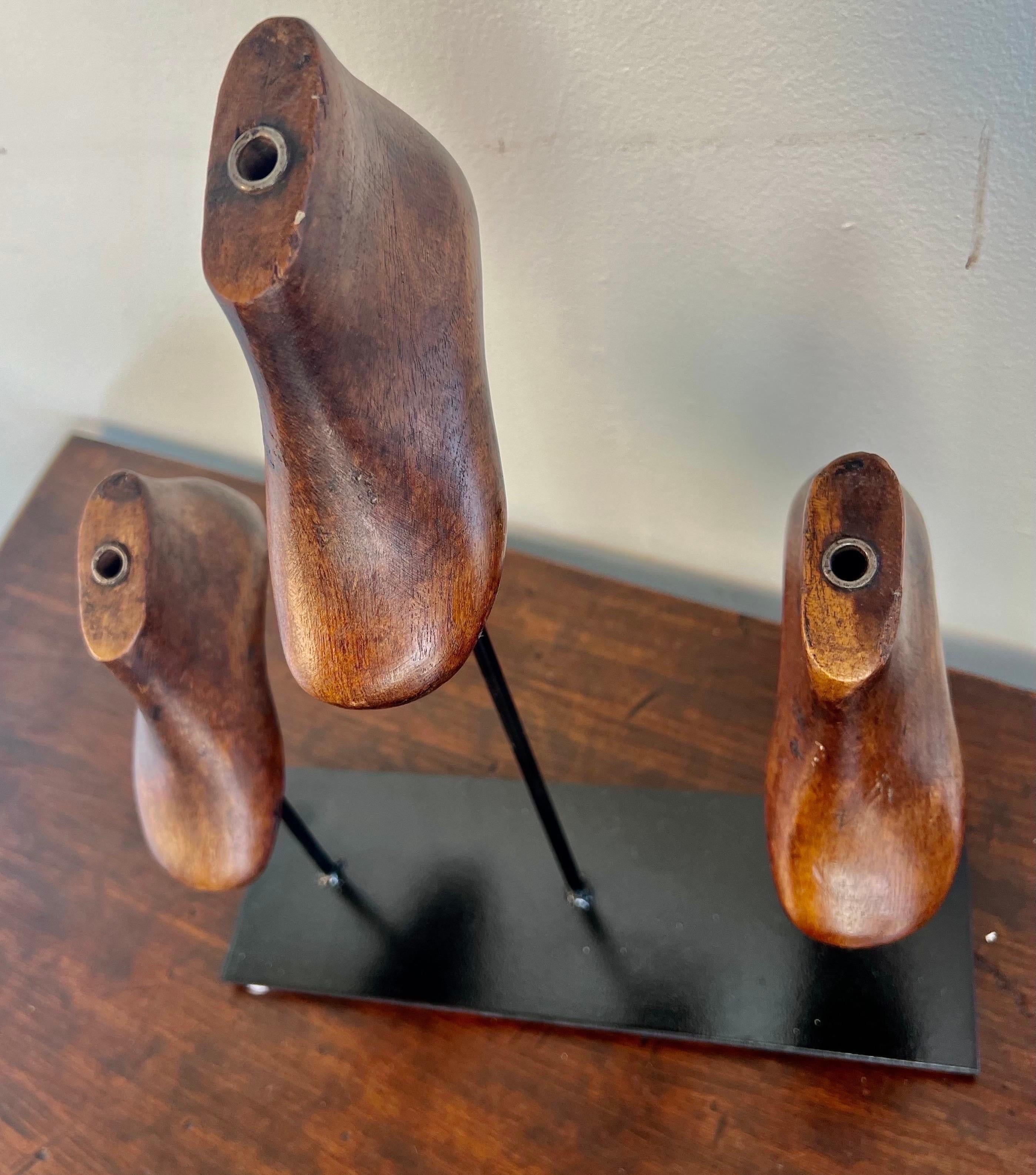 Set of Vintage Shoe Forms Mounted on Iron Base For Sale 3