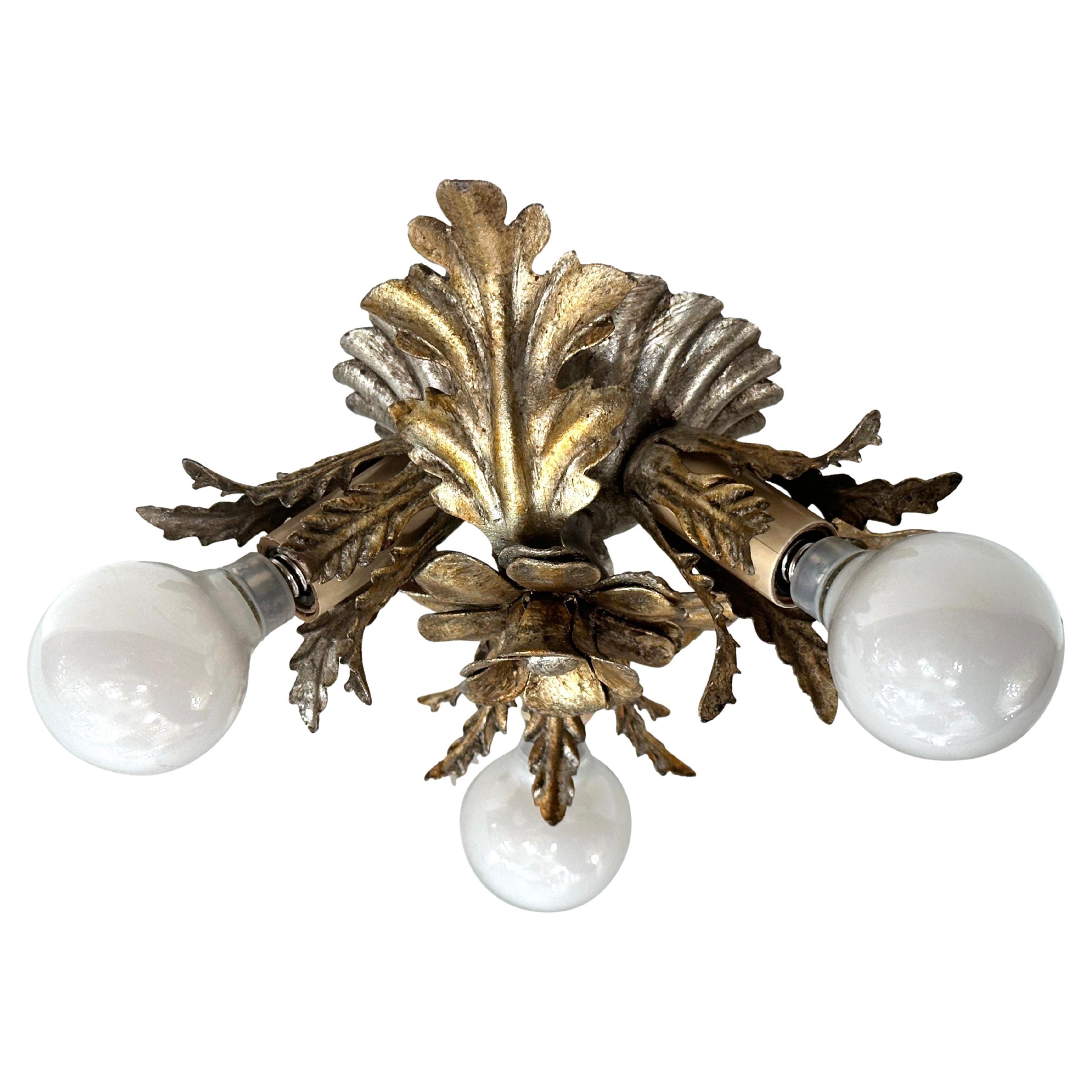 Set of Vintage Silver-Leaf Flush Fixtures, Sold Individually For Sale