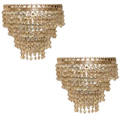 Set of Retro Silver Plated Crystal Sconces