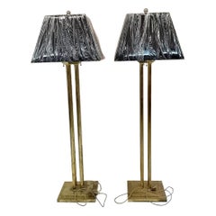 Set of Vintage Standard Lamp with Black and Gold Shades