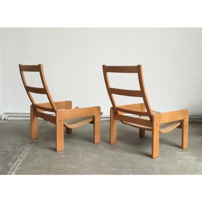 Ensemble de chaises longues vintage en hêtre suédois par Yngve Ekström pour Swedese, 1970 Excellent état - En vente à Hamburg, DE