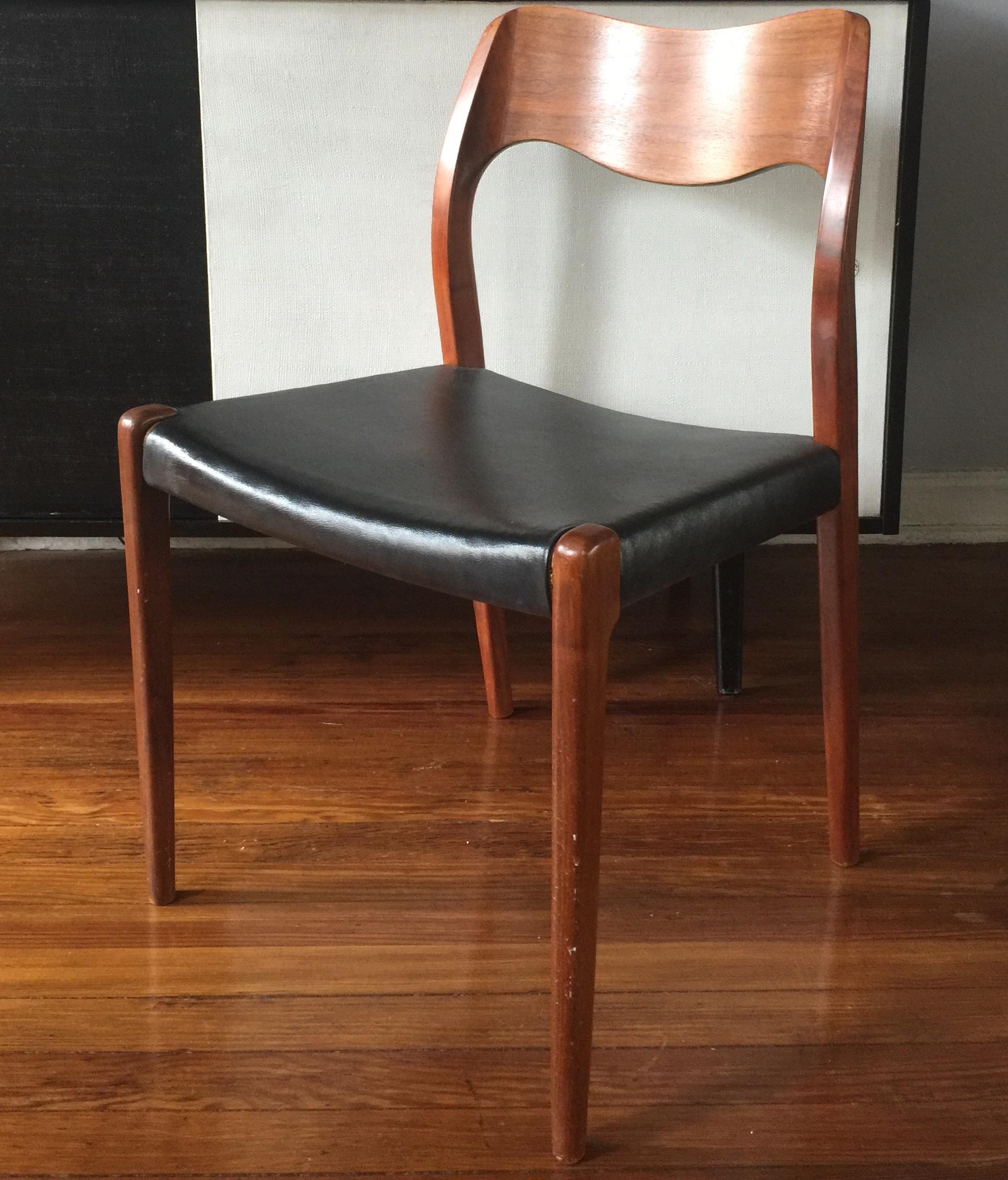 Mid-Century Modern Set of Vintage Teak Dining Chairs by Moller