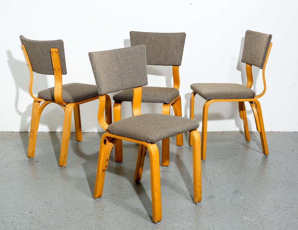 Mid-Century Modern Set of Vintage Thonet Bentwood Dining Chairs with Alexander Girard Fabric
