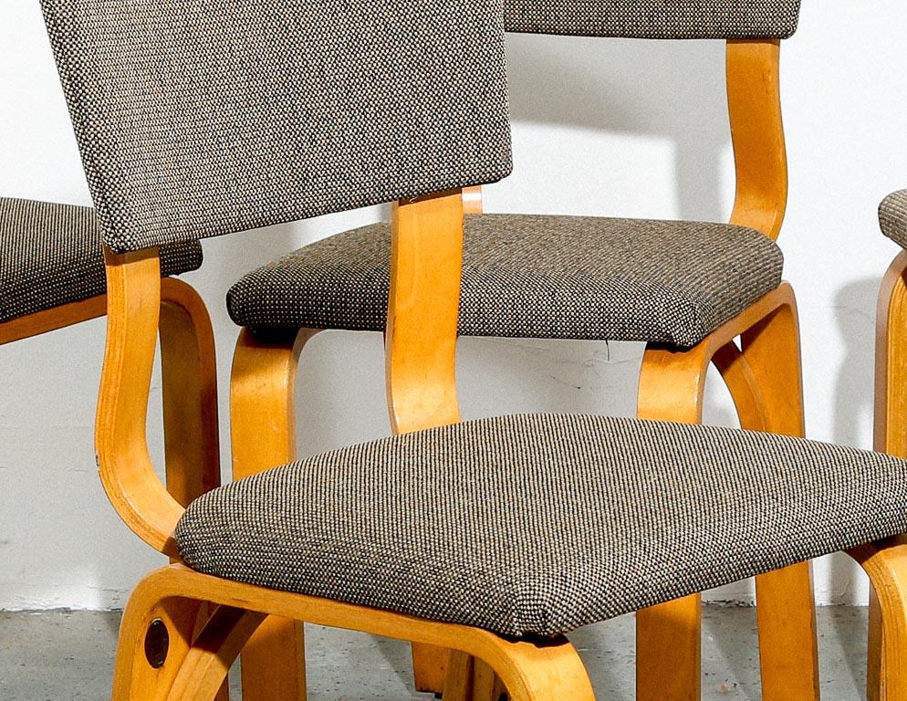 Set of Vintage Thonet Bentwood Dining Chairs with Alexander Girard Fabric In Good Condition In Brooklyn, NY