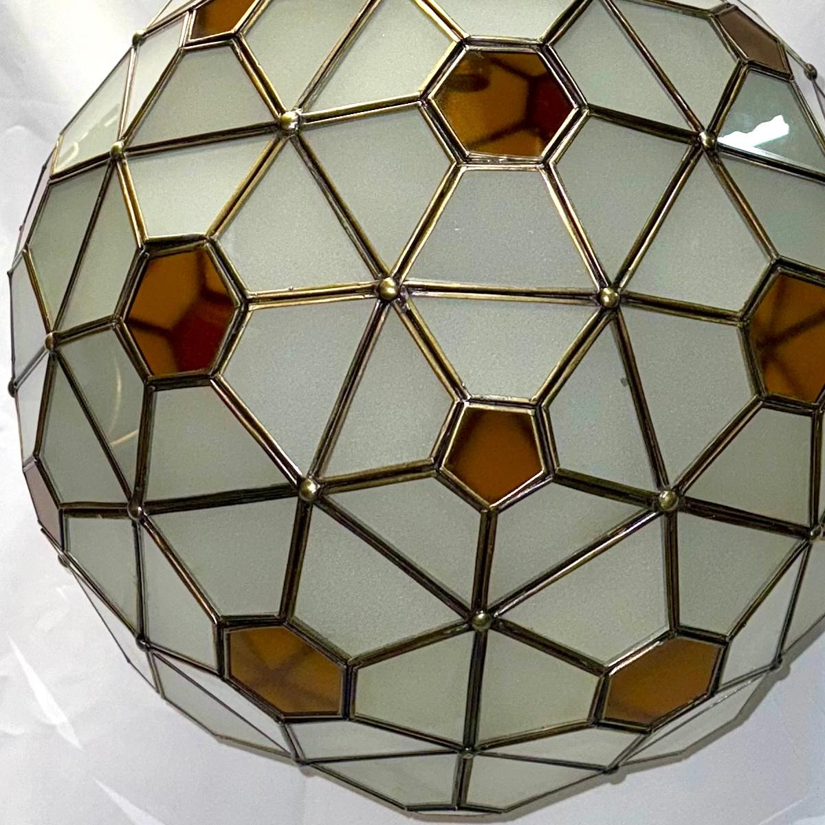 Frosted Set of Vintage Tole and Amber glass Lanterns, Sold Individually For Sale