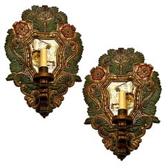 Pair of Vintage Tole Sconces