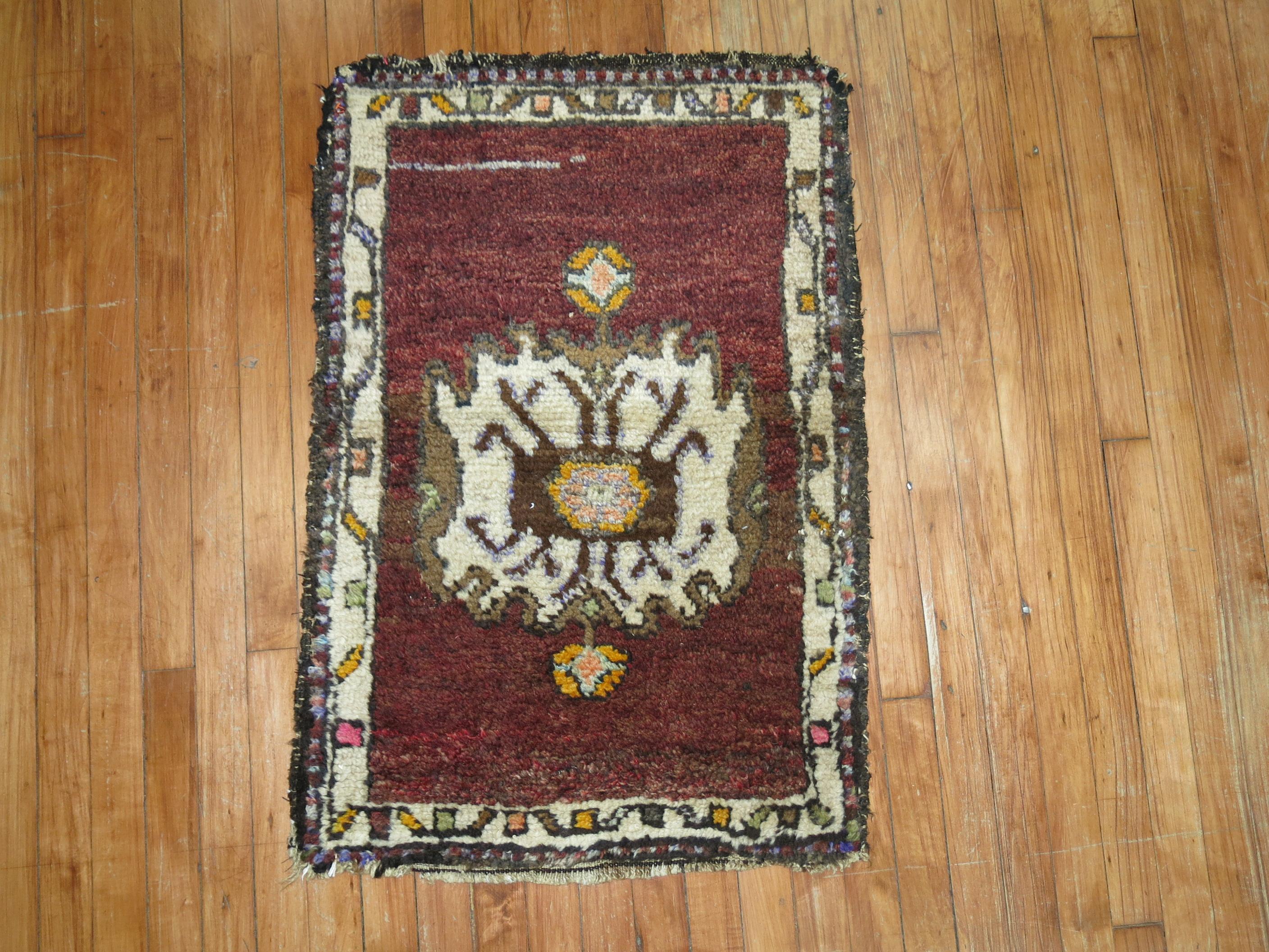 Mid 20th century mini size Turkish Anatolian rug.

Measures: 2' x 3'.

 