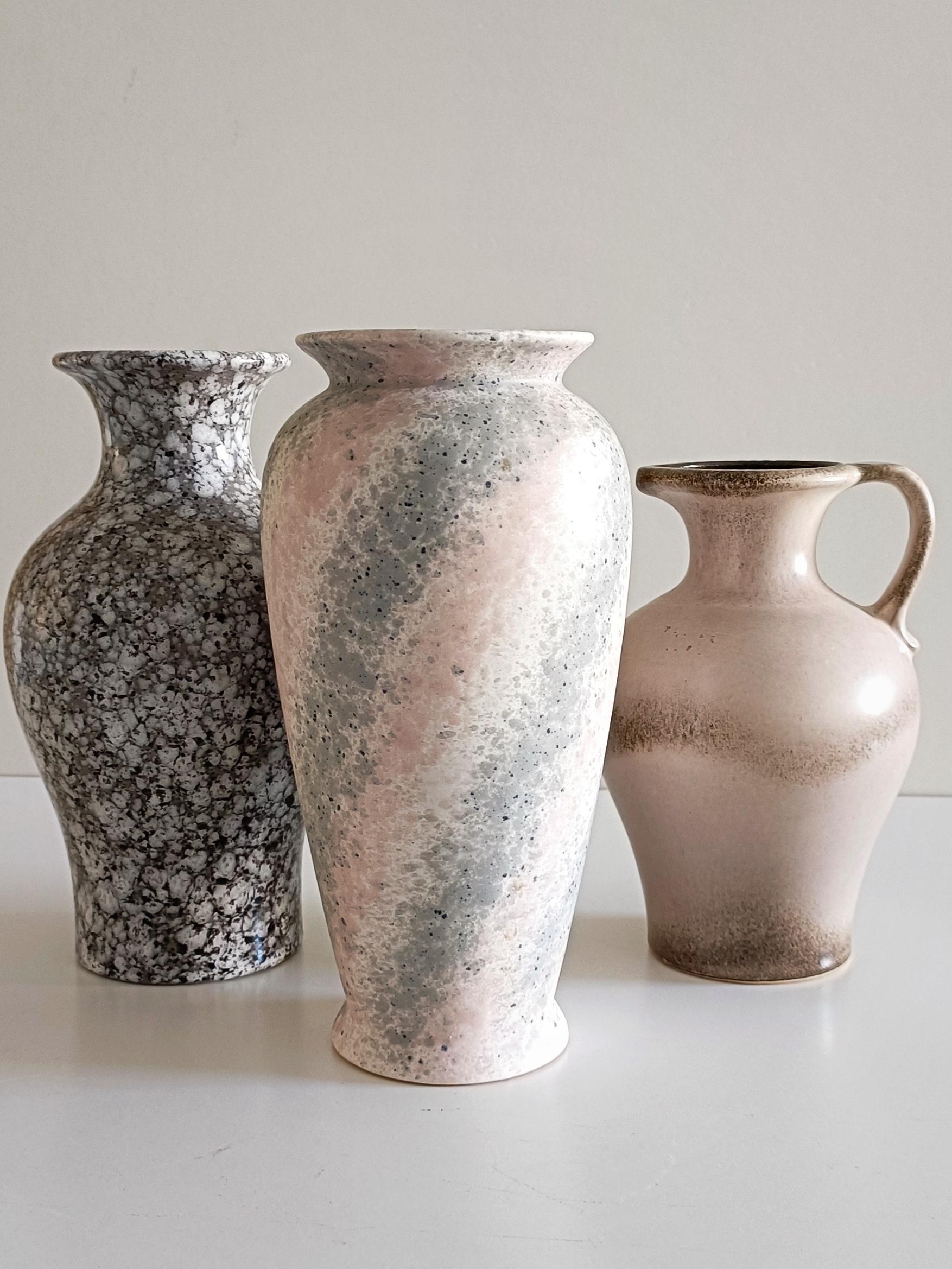 Set of Vintage West German Art Pottery Vases in Pastel Colors, 1960s